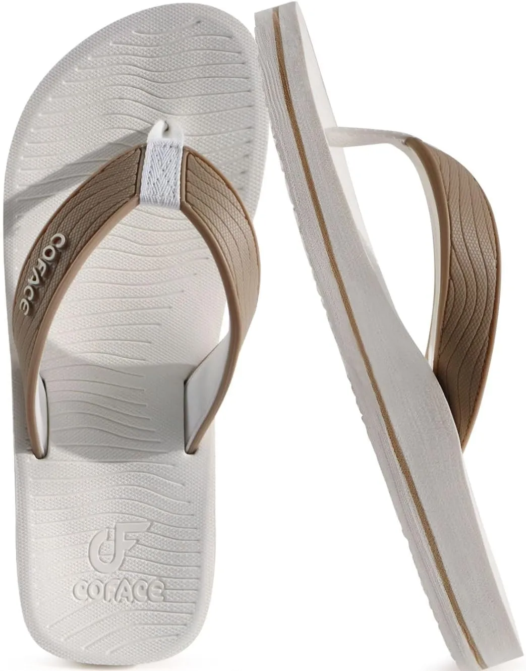 COFACE Men's Flip Flops Comfortable Yoga Mat Cushion Thong Sandals with Arch Support Casual Summer Beach Slides For Man, Size 7~15