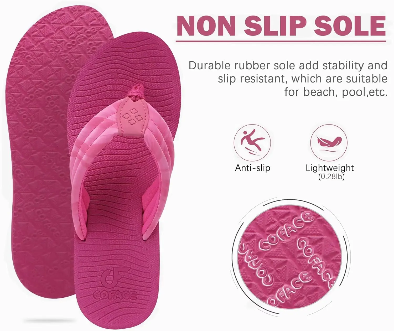 COFACE Women’s Flip Flops with Arch Support Ladies Fashion Lightweight Wedge Flip Flops Comfortable Yoga Mat Sole Summer Platform Thong Sandals