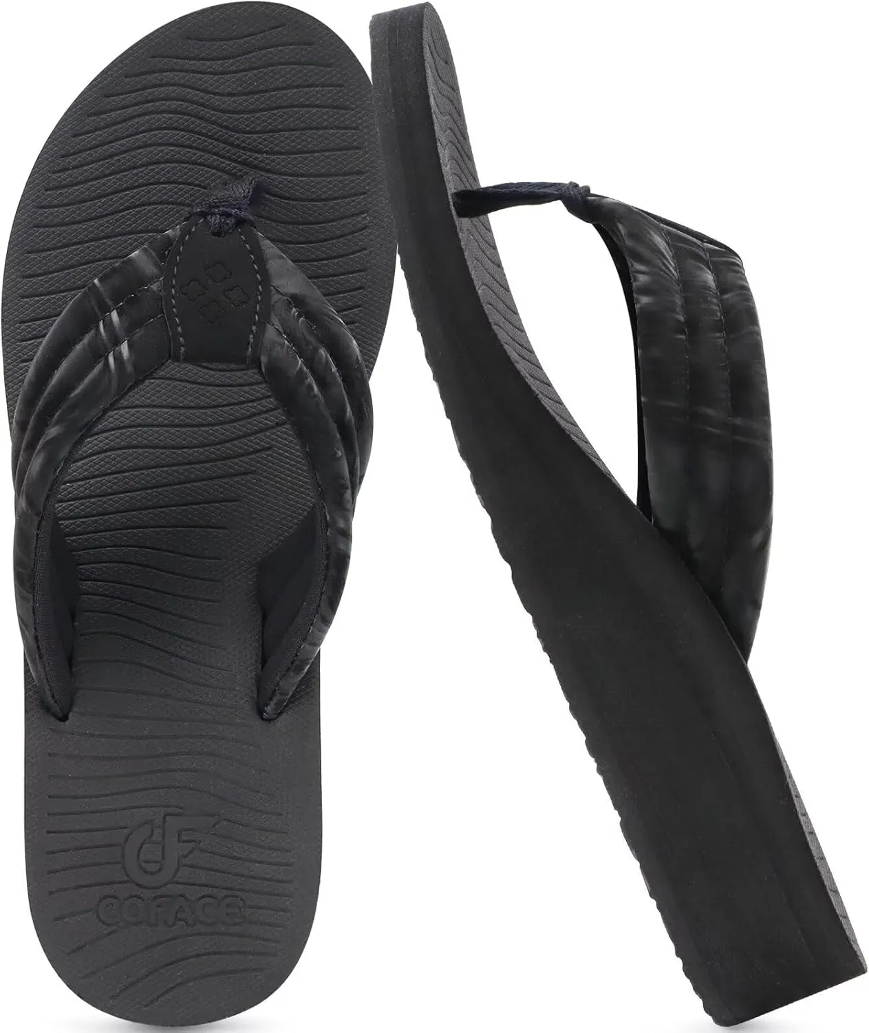 COFACE Women’s Flip Flops with Arch Support Ladies Fashion Lightweight Wedge Flip Flops Comfortable Yoga Mat Sole Summer Platform Thong Sandals