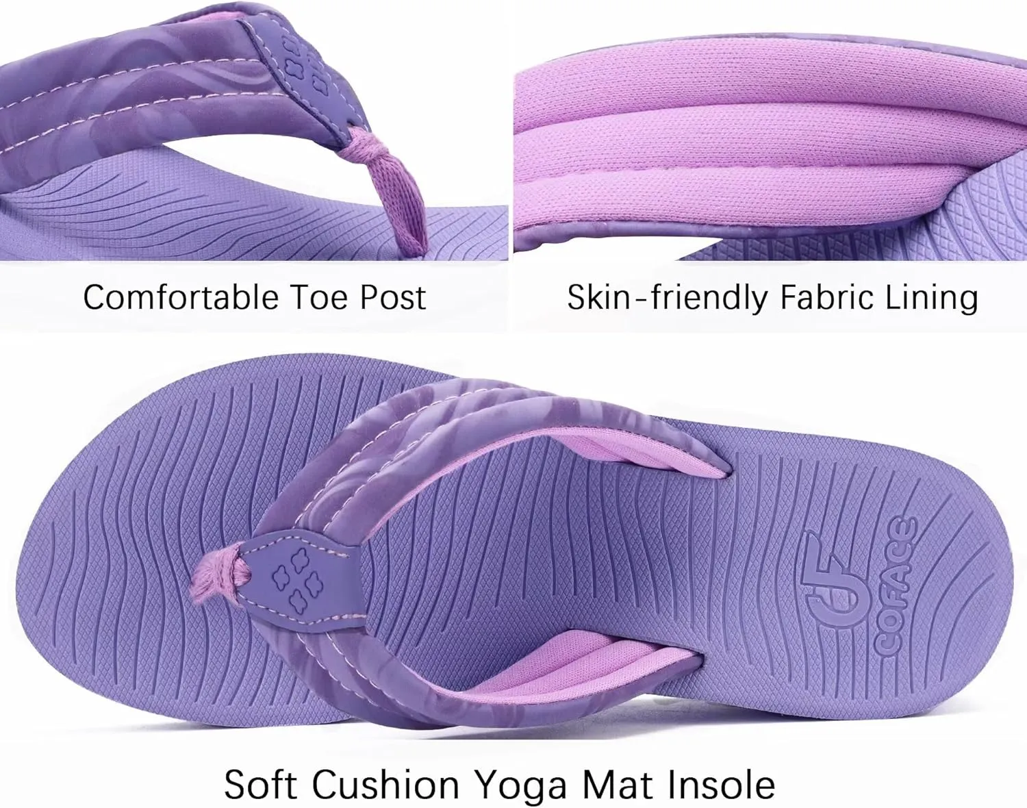 COFACE Women’s Flip Flops with Arch Support Ladies Fashion Lightweight Wedge Flip Flops Comfortable Yoga Mat Sole Summer Platform Thong Sandals