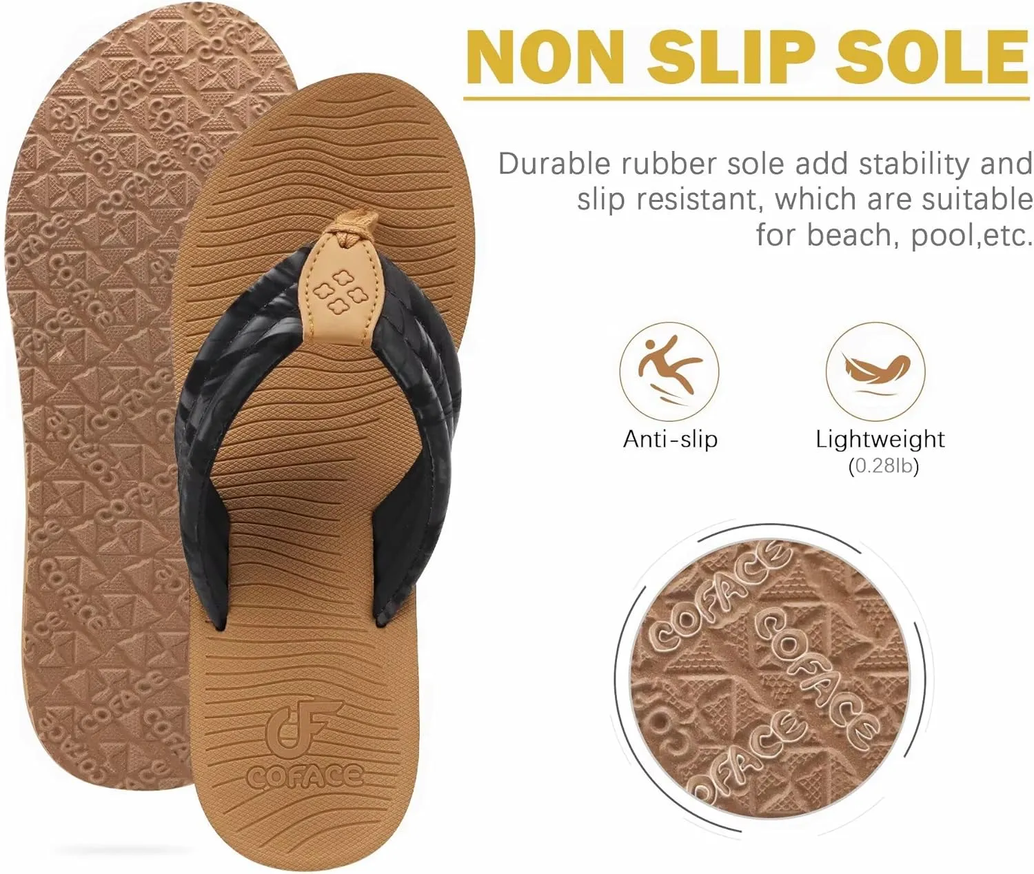 COFACE Women’s Flip Flops with Arch Support Ladies Fashion Lightweight Wedge Flip Flops Comfortable Yoga Mat Sole Summer Platform Thong Sandals