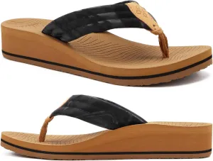 COFACE Women’s Flip Flops with Arch Support Ladies Fashion Lightweight Wedge Flip Flops Comfortable Yoga Mat Sole Summer Platform Thong Sandals