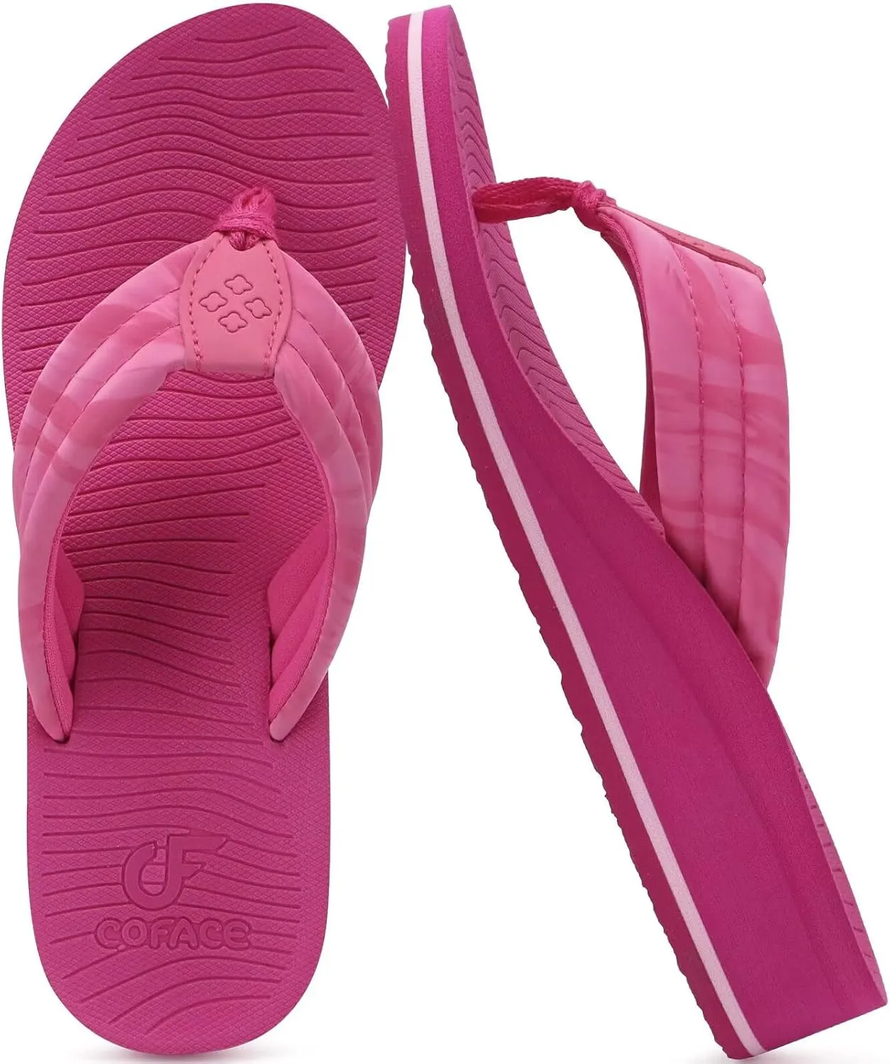COFACE Women’s Flip Flops with Arch Support Ladies Fashion Lightweight Wedge Flip Flops Comfortable Yoga Mat Sole Summer Platform Thong Sandals