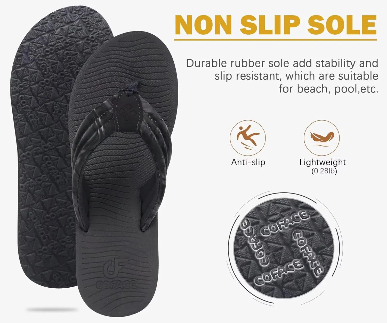 COFACE Women’s Flip Flops with Arch Support Ladies Fashion Lightweight Wedge Flip Flops Comfortable Yoga Mat Sole Summer Platform Thong Sandals