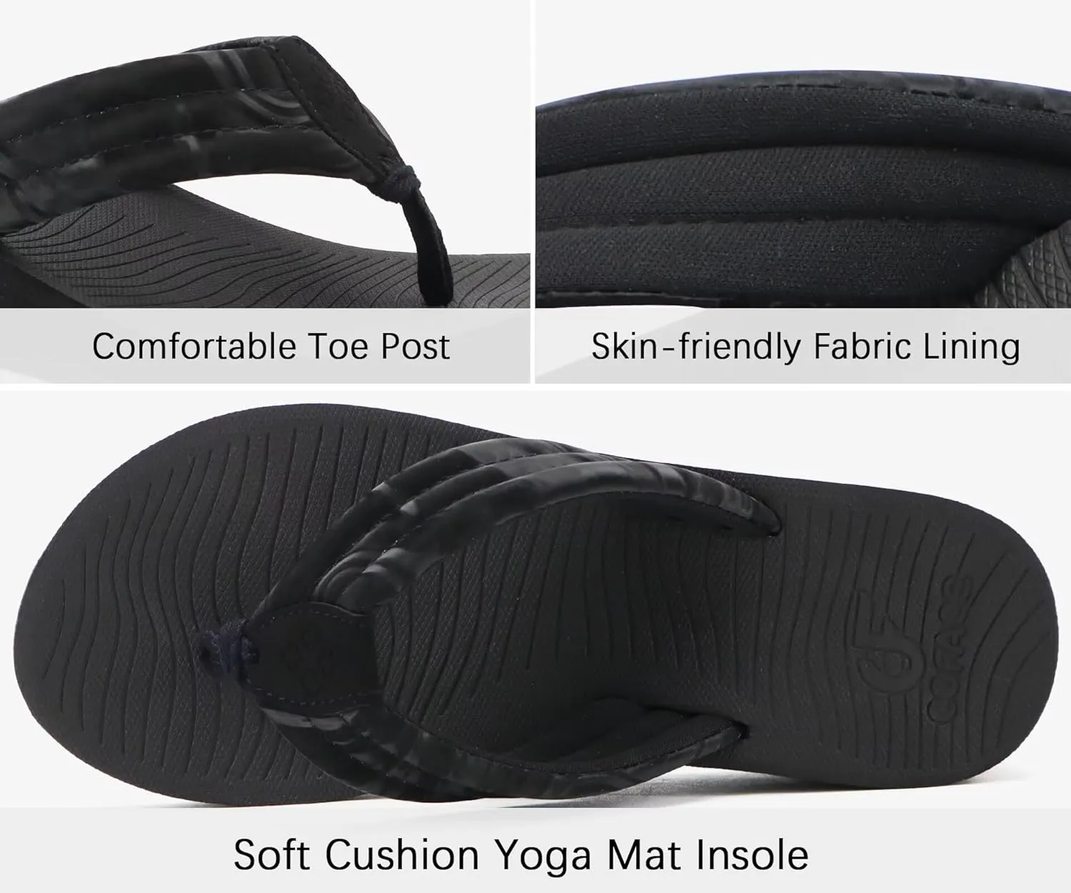 COFACE Women’s Flip Flops with Arch Support Ladies Fashion Lightweight Wedge Flip Flops Comfortable Yoga Mat Sole Summer Platform Thong Sandals