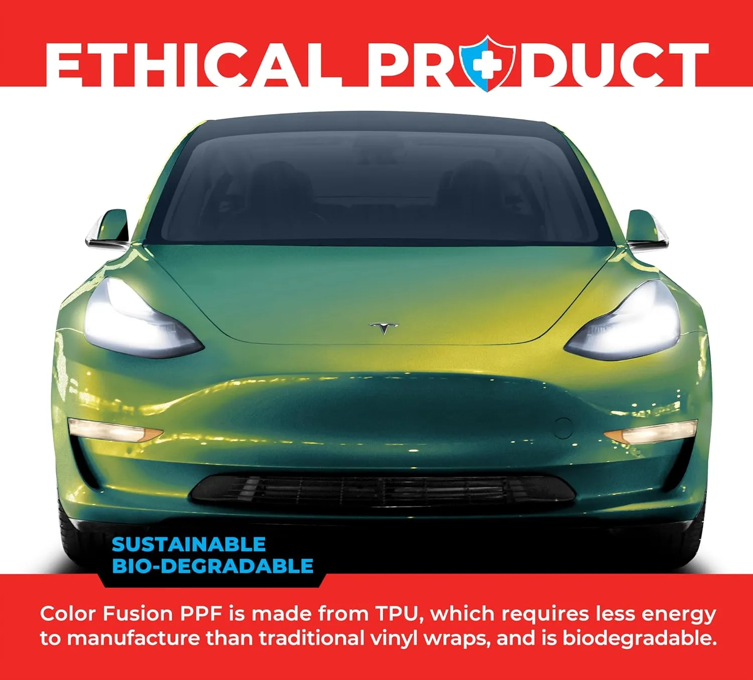 ColorFusion PPF by VViViD, Gloss Flip Thunder Green Dry Apply PPF Vinyl Car Wrap Roll 1ft x 5ft