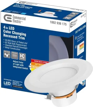 Commercial Electric 4 in. Matte White Integrated LED Recessed Trim