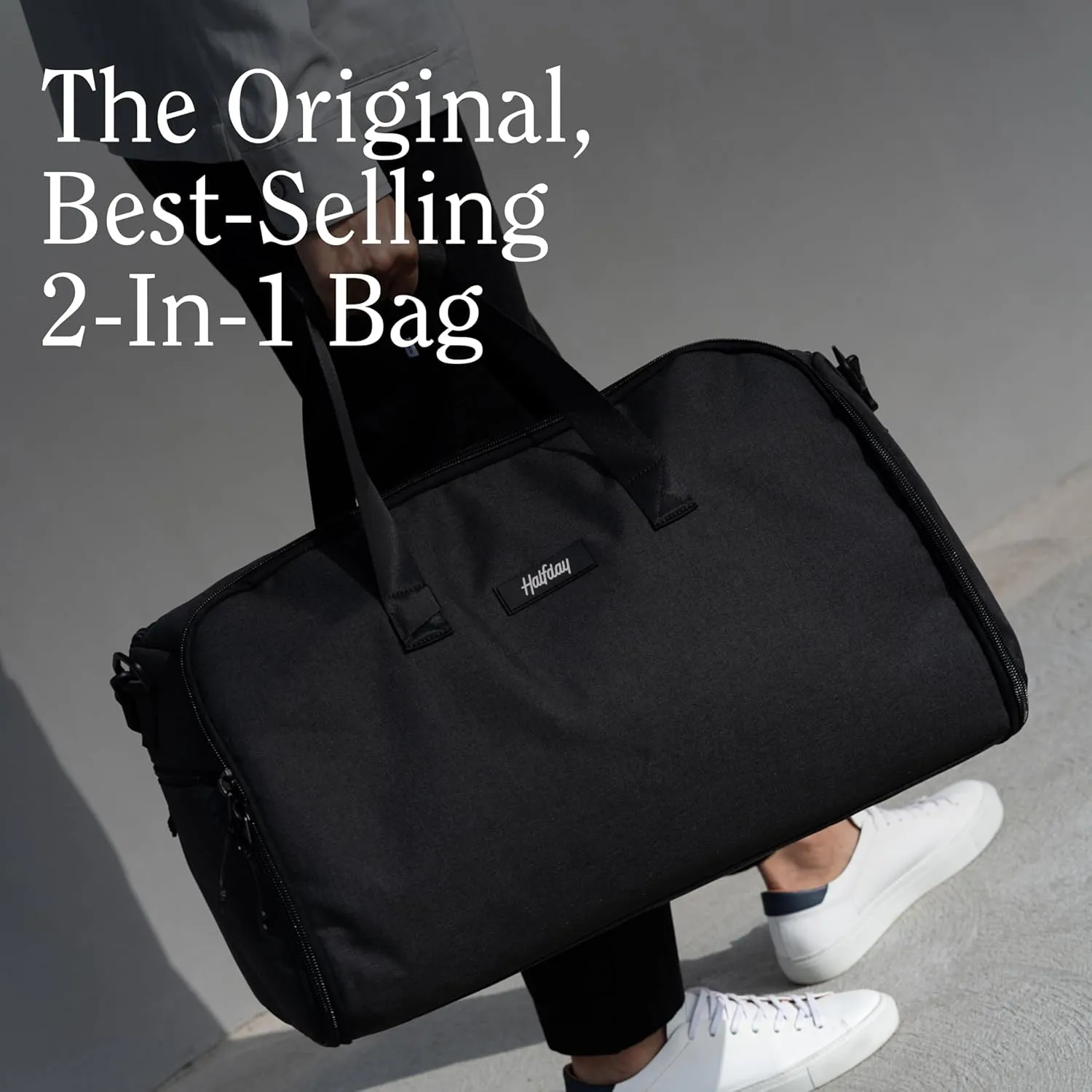 Convertible Garment Duffel Bag 45L – 2-in-1 Carry-On Suit Travel Bag with Wrinkle-Free Hanging Compartment, Shoe Pockets & Trolley Sleeve – Weekender for Business Trips, Weddings & Getaways – Shadow