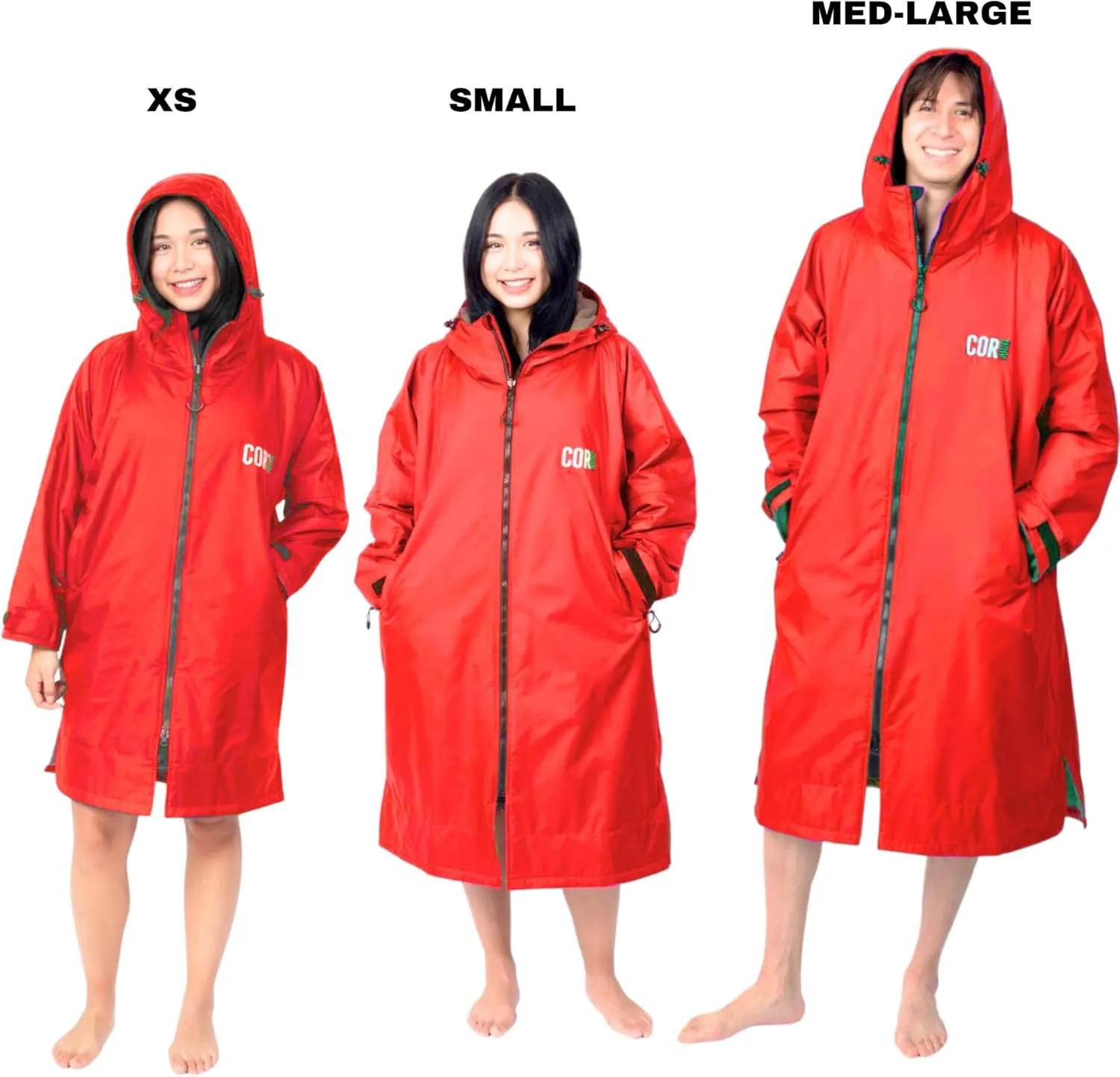 COR Surf Swim Parka for Youth and Adults | Heavy-Duty Weatherproof Swimming Jacket with Size Options for Men, Women and Kids