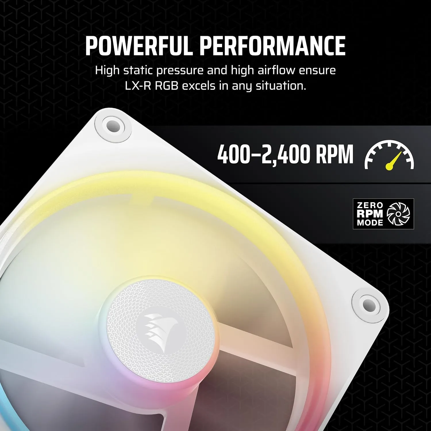 CORSAIR iCUE Link LX120-R RGB 120mm PWM Reverse Fans – Triple Fan Kit – Low-Noise, Magnetic Dome Bearing, Dual Light Loops, CORSAIR QuikTurn Screws, Zero RPM Mode – White