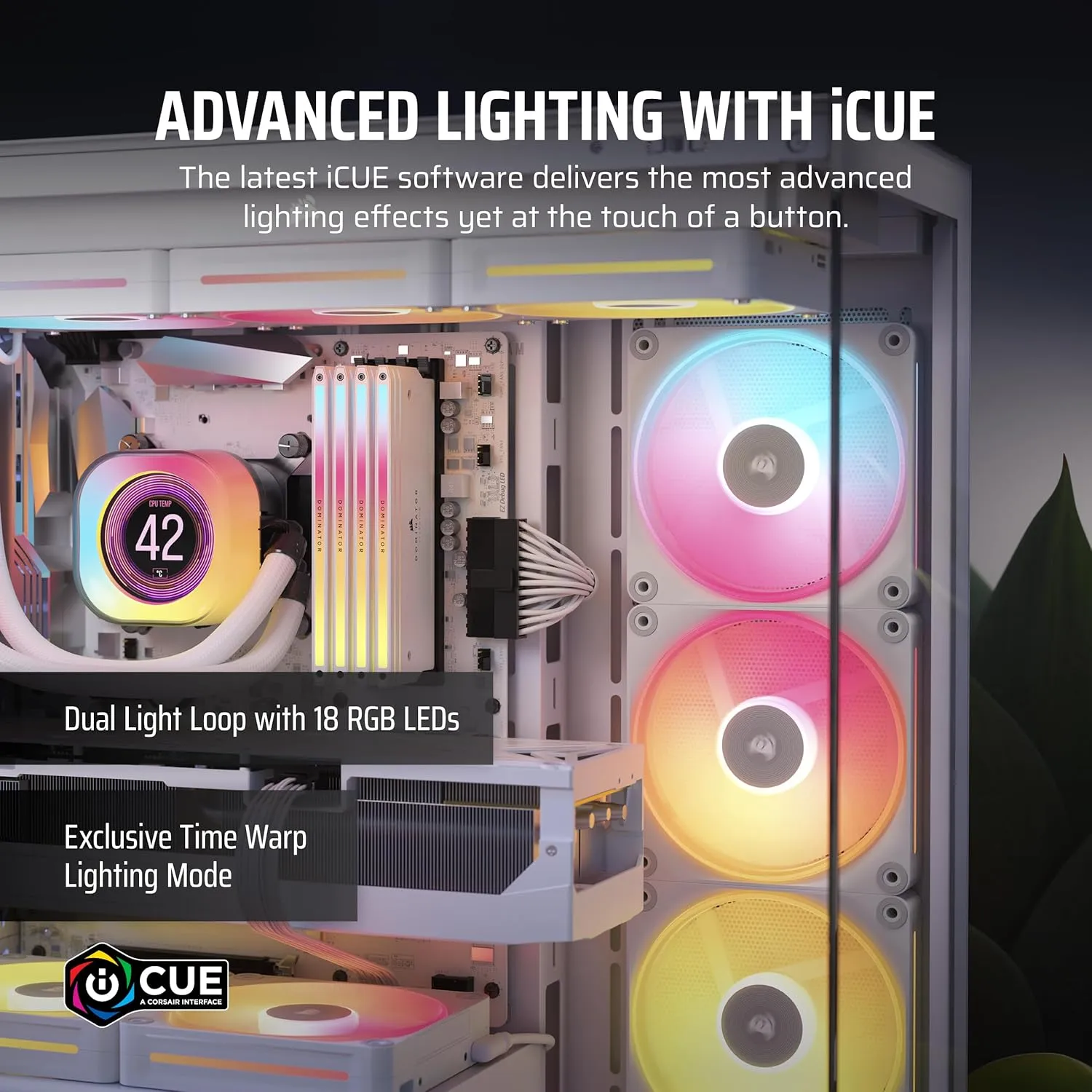 CORSAIR iCUE Link LX120-R RGB 120mm PWM Reverse Fans – Triple Fan Kit – Low-Noise, Magnetic Dome Bearing, Dual Light Loops, CORSAIR QuikTurn Screws, Zero RPM Mode – White