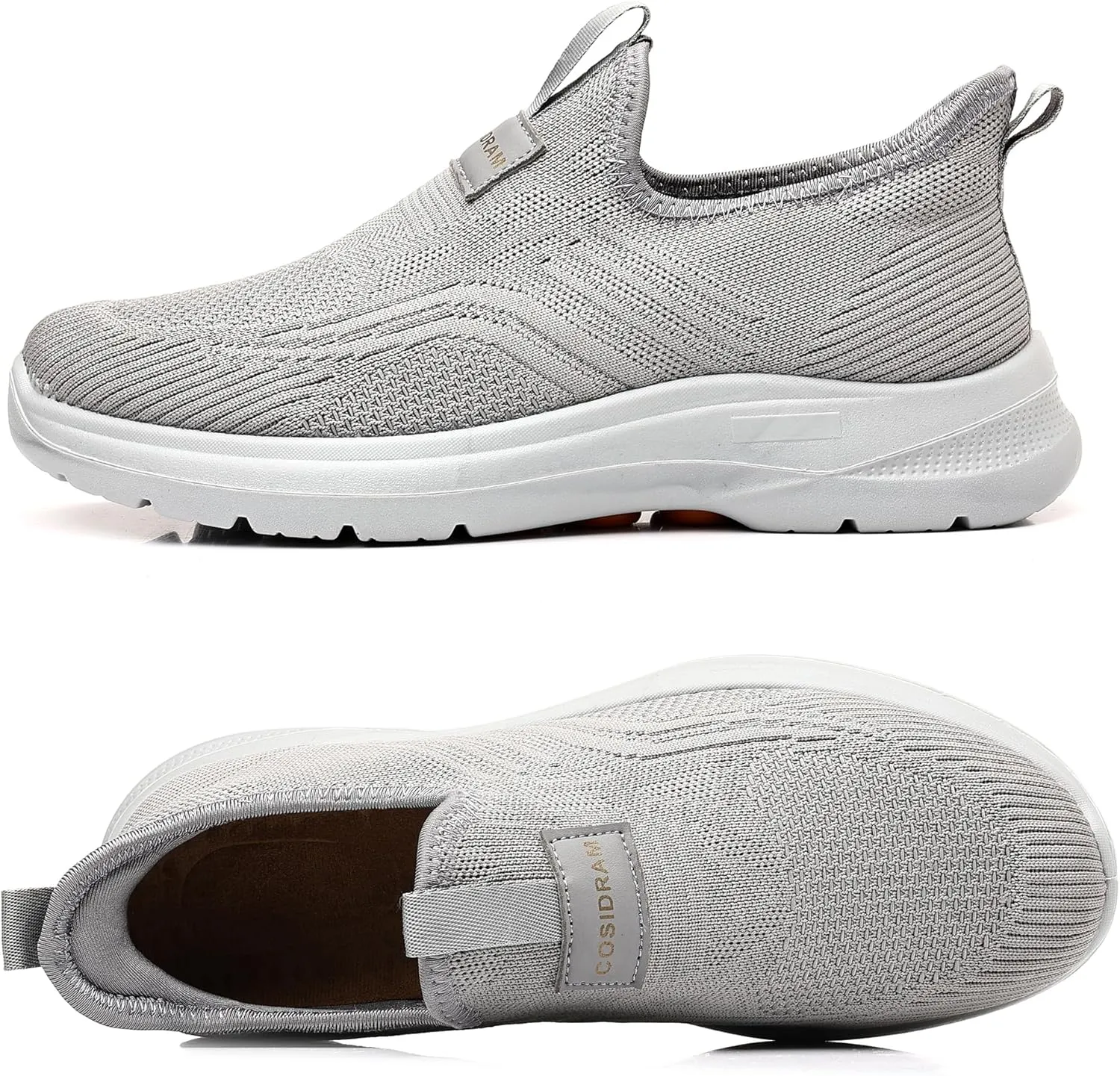 COSIDRAM Men's Step in Shoes Hands Free Breathable Mesh Cushioned Lightweight Comfort Slip On Athletic Gym Workout Sneaker