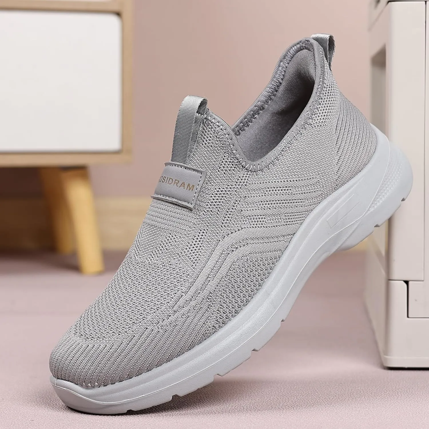 COSIDRAM Men's Step in Shoes Hands Free Breathable Mesh Cushioned Lightweight Comfort Slip On Athletic Gym Workout Sneaker