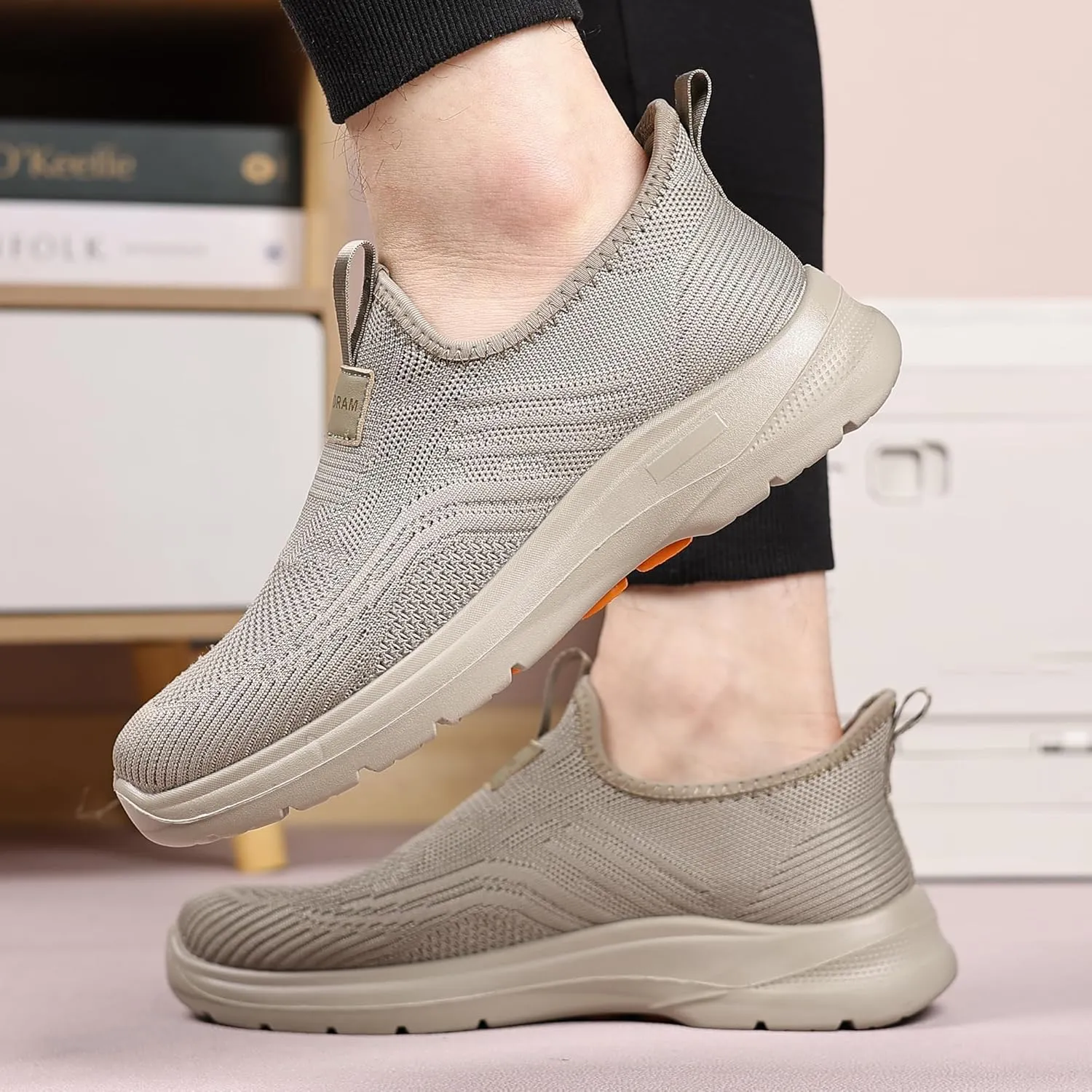 COSIDRAM Men's Step in Shoes Hands Free Breathable Mesh Cushioned Lightweight Comfort Slip On Athletic Gym Workout Sneaker