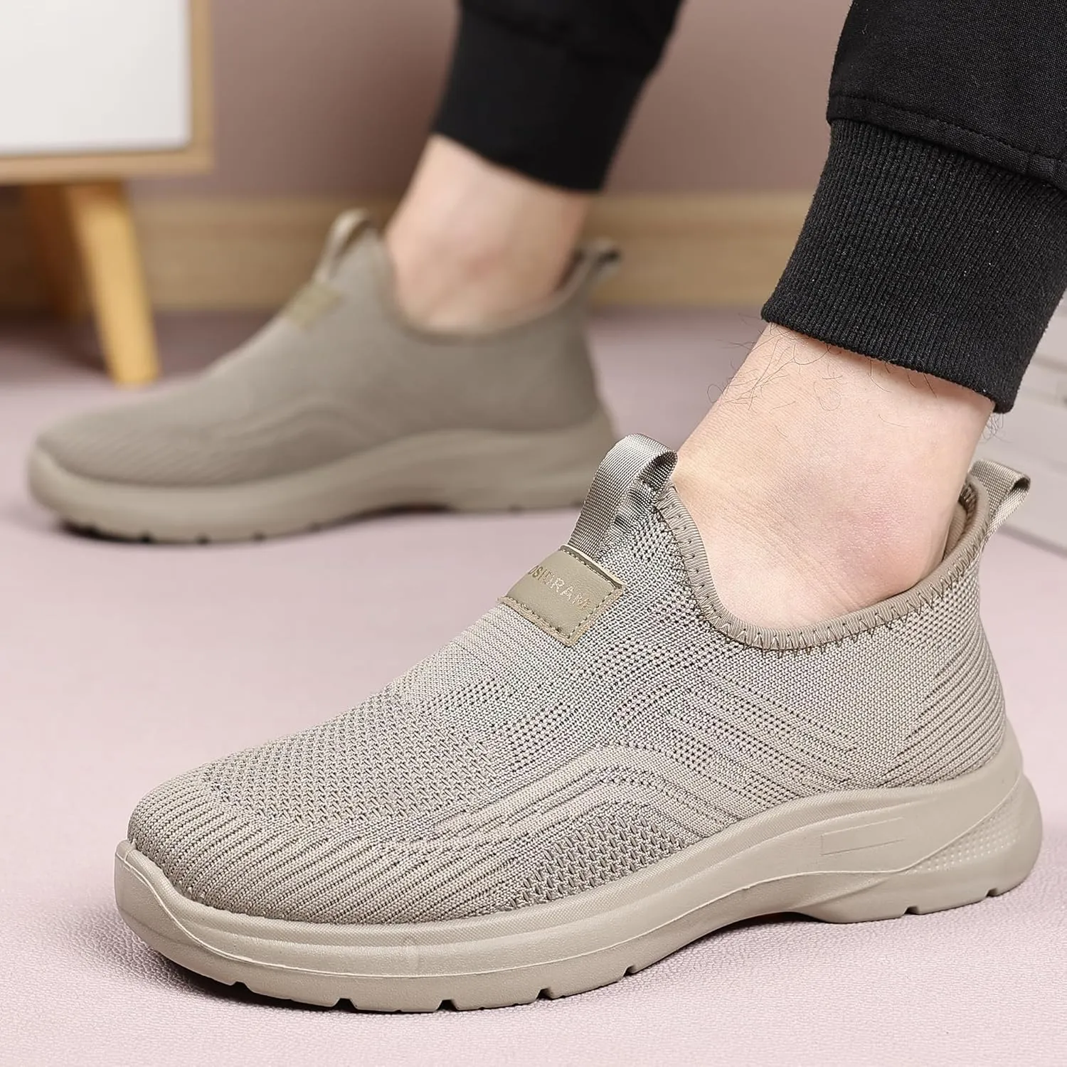 COSIDRAM Men's Step in Shoes Hands Free Breathable Mesh Cushioned Lightweight Comfort Slip On Athletic Gym Workout Sneaker