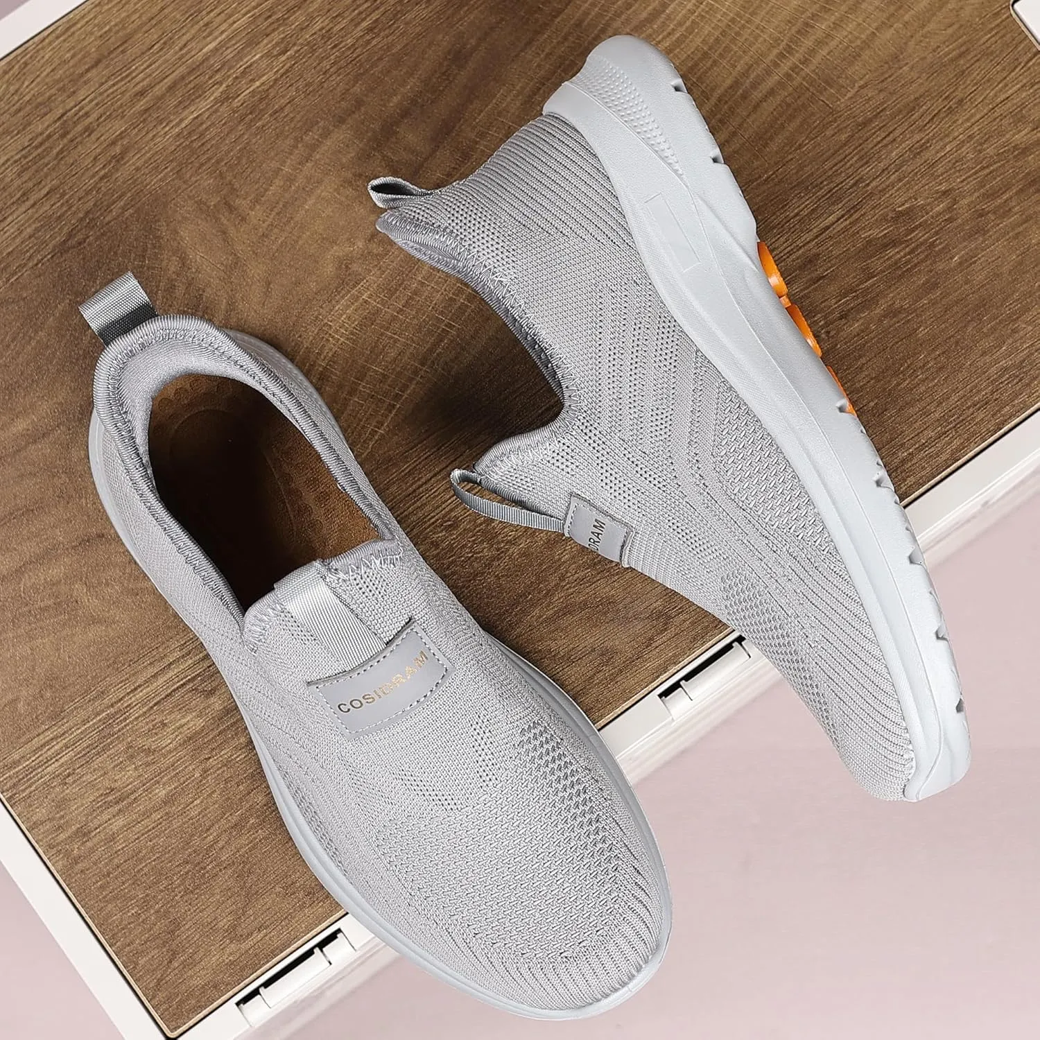 COSIDRAM Men's Step in Shoes Hands Free Breathable Mesh Cushioned Lightweight Comfort Slip On Athletic Gym Workout Sneaker