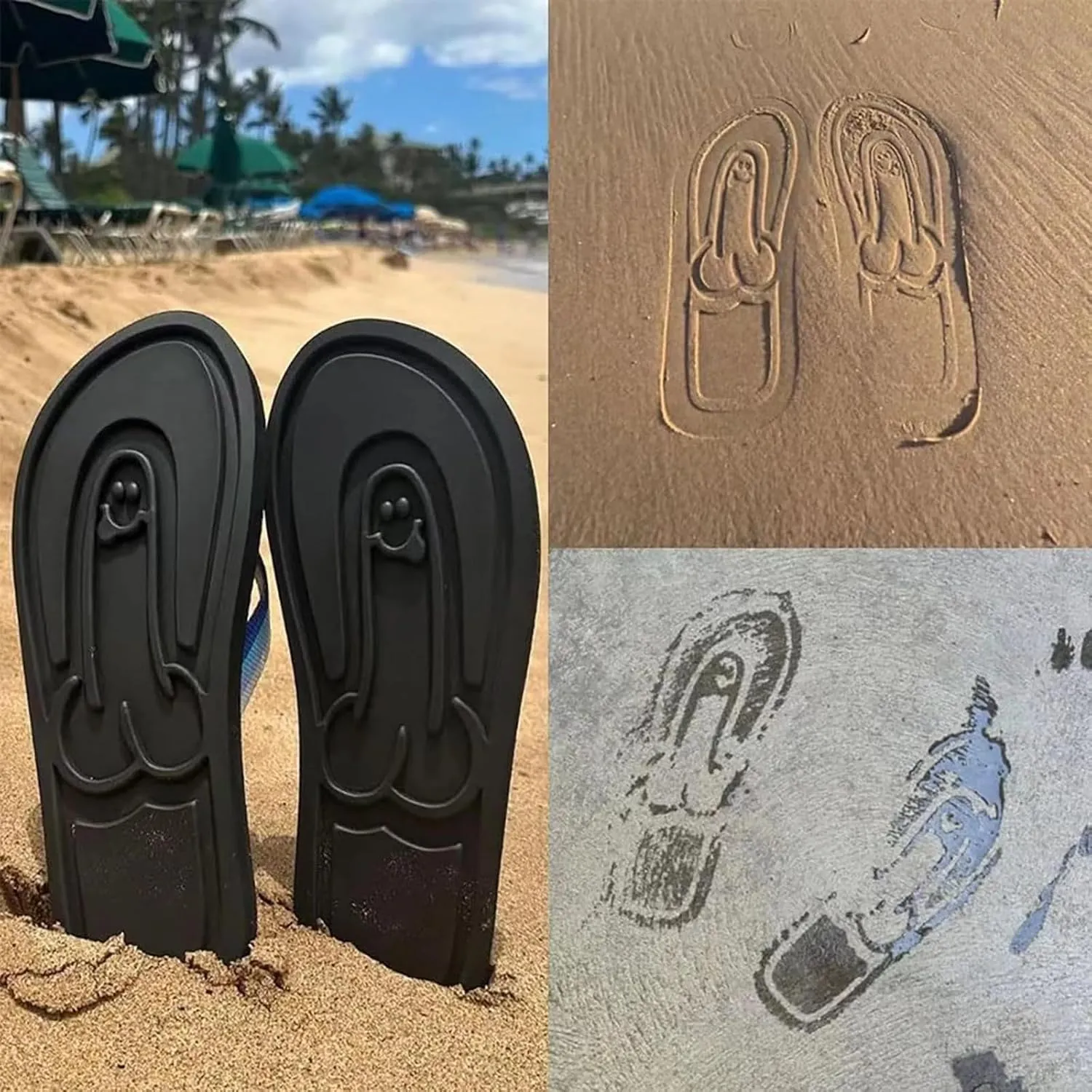 Creative Flip Flops - Funny Beach Sandals with Hidden Design - Quick-Dry Slides for Men - Novelty Gag Gift