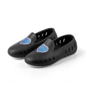 Cruise Loafer Kids - Black Denim Heart print / Waterproof