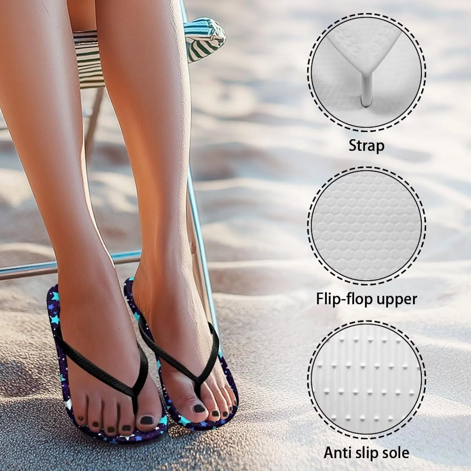 Cushion Breeze Women's Flip Flop Fashion House Soft Cushion Footbed Arch Support Fashion Summer Shoes Black Sole Size US 5.5-9.5