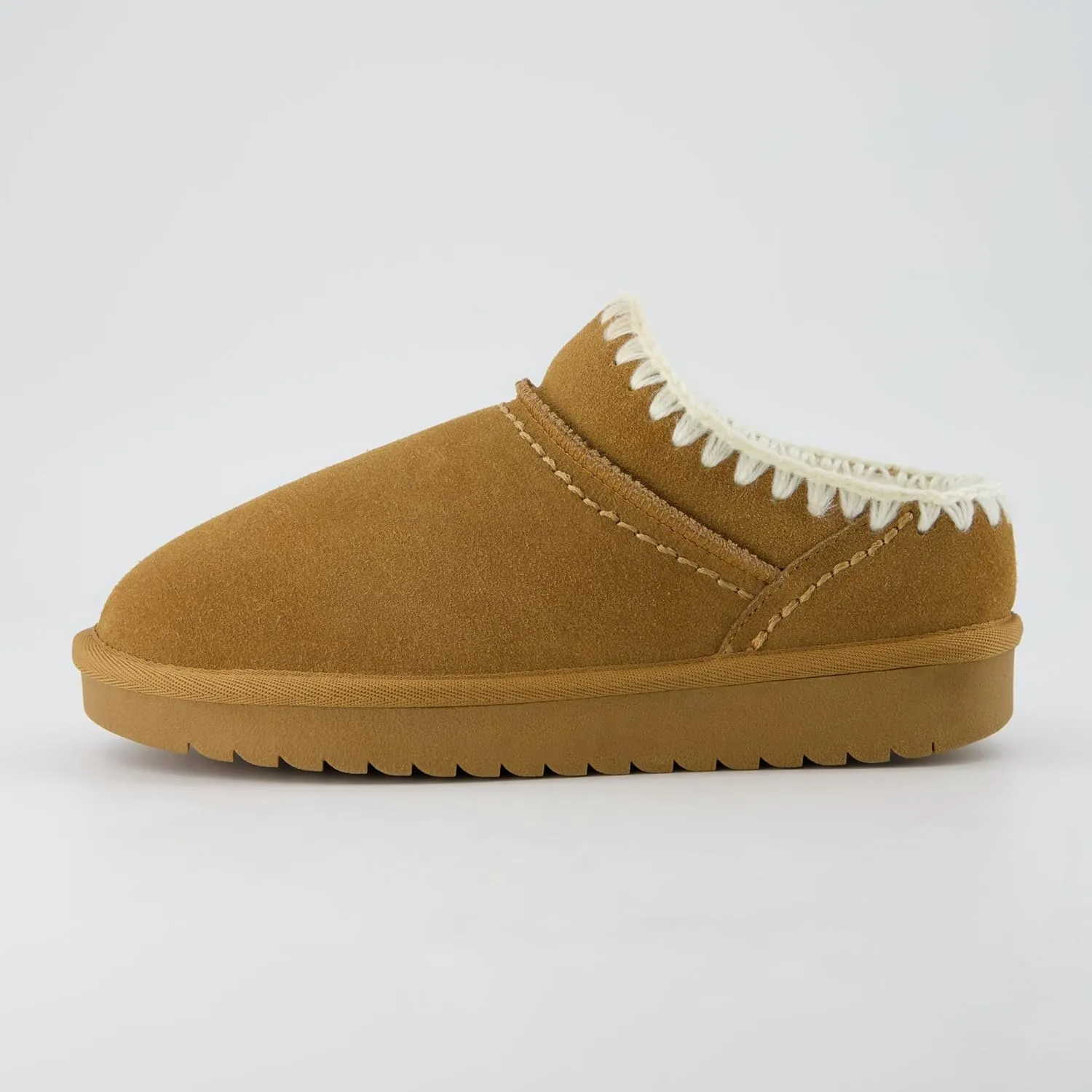 CUSHIONAIRE Homemade Women’s Suede Mule Slippers with Memory Foam & Warm Faux Fur Lining – Wide Widths, Indoor/Outdoor Use