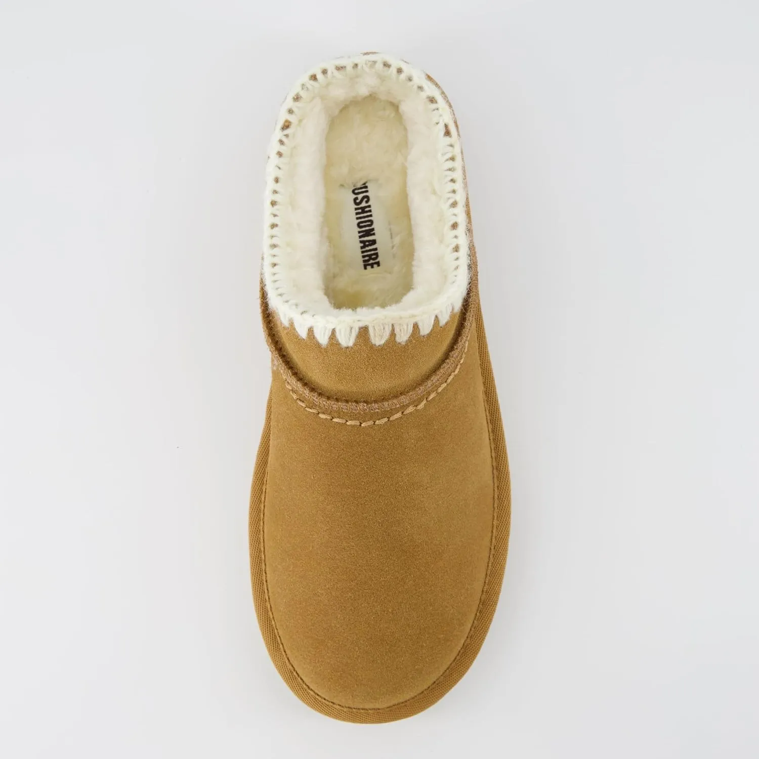 CUSHIONAIRE Homemade Women’s Suede Mule Slippers with Memory Foam & Warm Faux Fur Lining – Wide Widths, Indoor/Outdoor Use