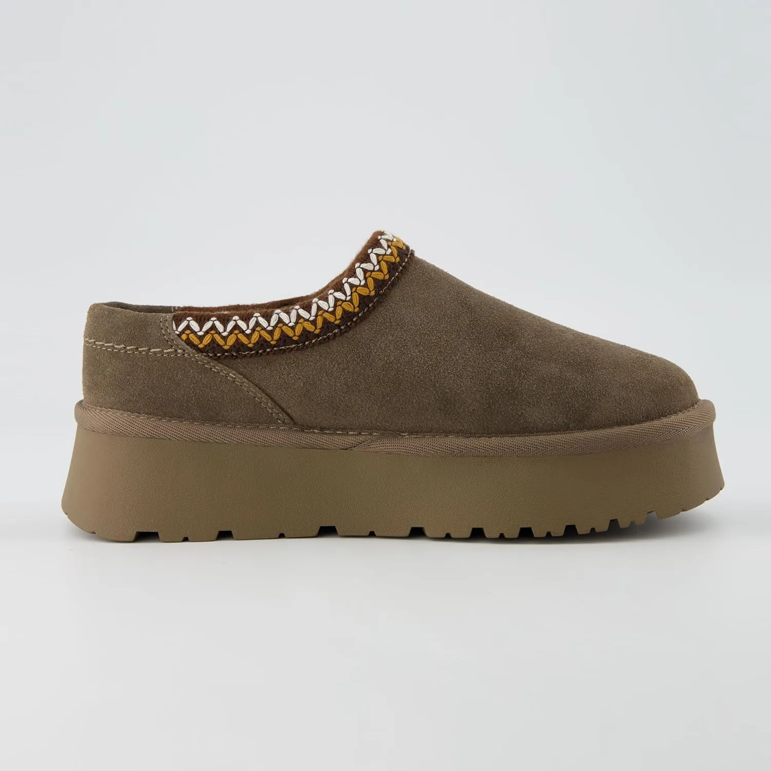 CUSHIONAIRE Kabuki Platform Boots Genuine Suede Fuzzy Mule Slippers for Women with Memory Foam | Indoor/Outdoor Womens Slippers | Wide Widths Available