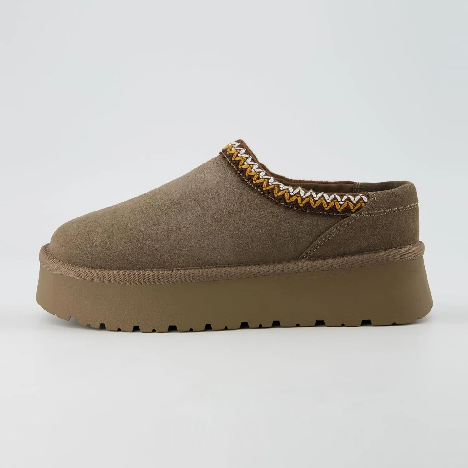 CUSHIONAIRE Kabuki Platform Boots Genuine Suede Fuzzy Mule Slippers for Women with Memory Foam | Indoor/Outdoor Womens Slippers | Wide Widths Available