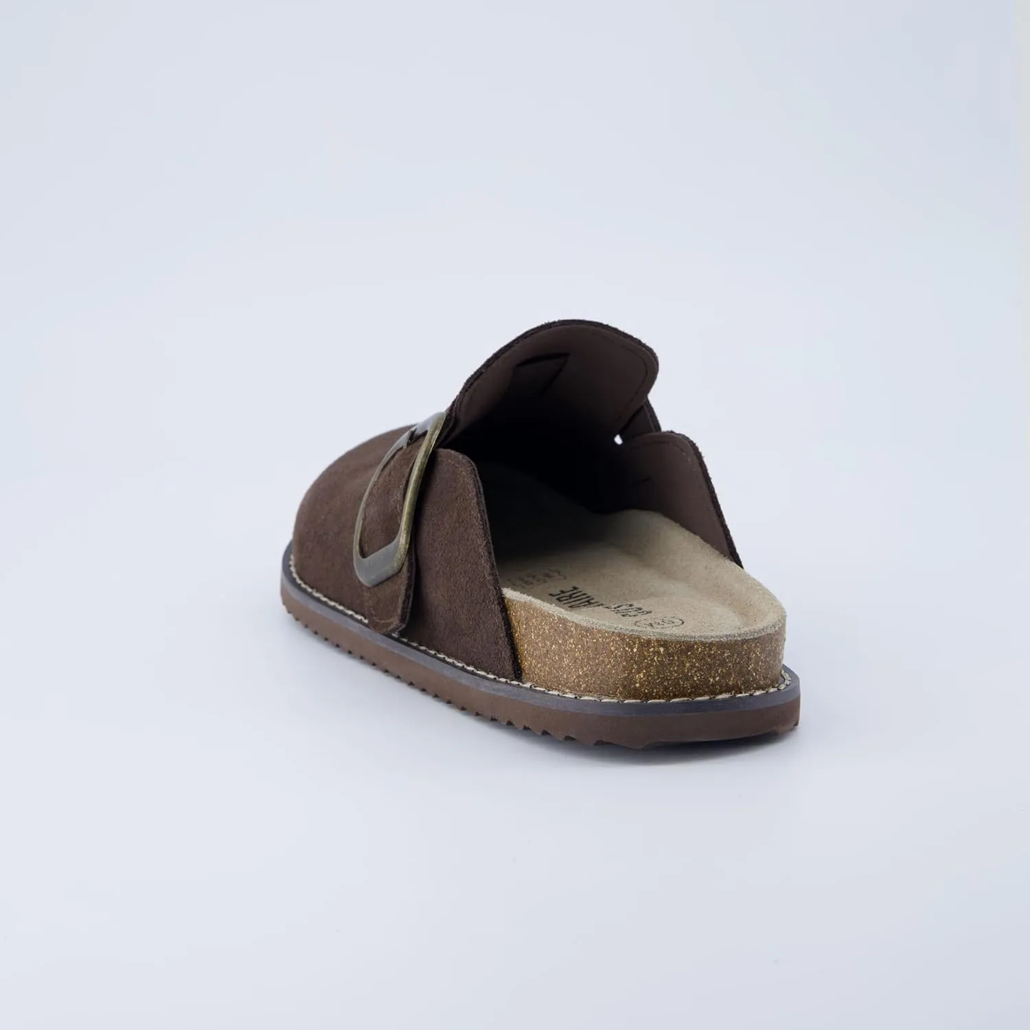 CUSHIONAIRE Women's Blain Genuine Suede Slip-On Clogs with   Memory Foam & Chic Buckle Mule - Comfortable, Non-Slip, Wide Widths Available
