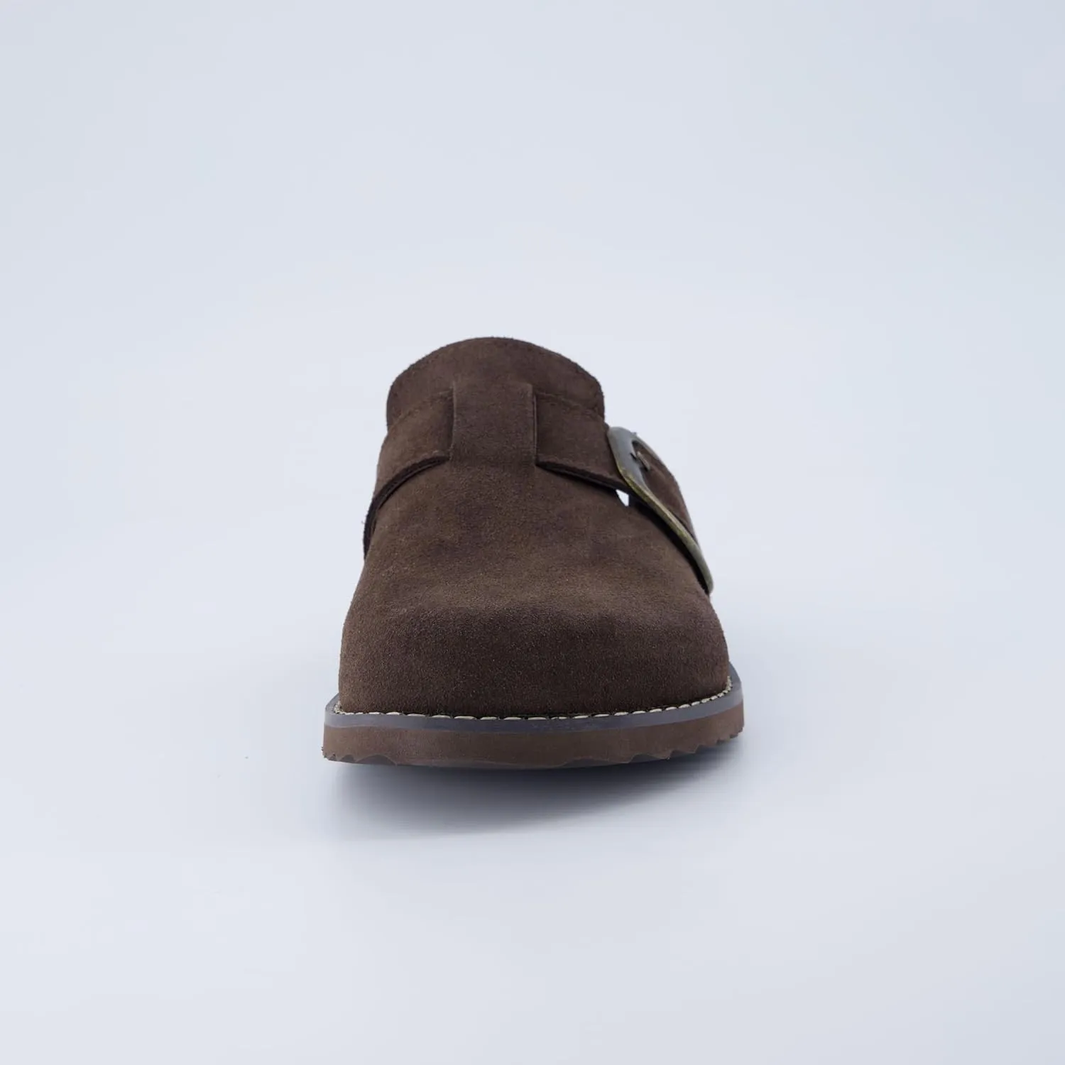 CUSHIONAIRE Women's Blain Genuine Suede Slip-On Clogs with   Memory Foam & Chic Buckle Mule - Comfortable, Non-Slip, Wide Widths Available