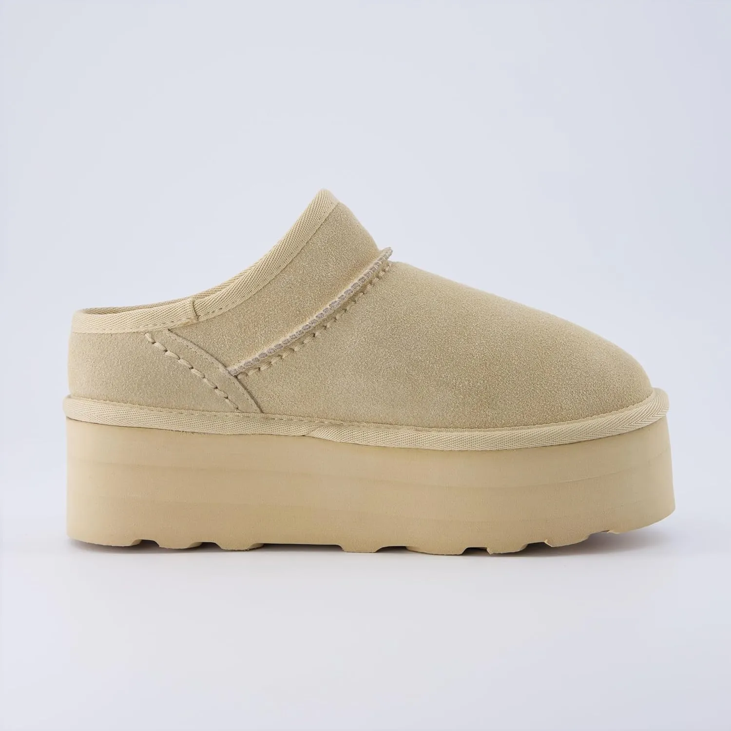 CUSHIONAIRE Women's Huggy Genuine Suede Cozy Mule Platform  Memory Foam, Wide Widths Available