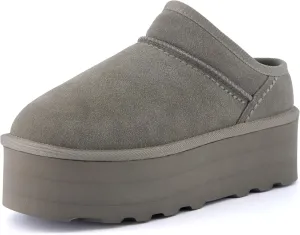 CUSHIONAIRE Women's Huggy Genuine Suede Cozy Mule Platform  Memory Foam, Wide Widths Available