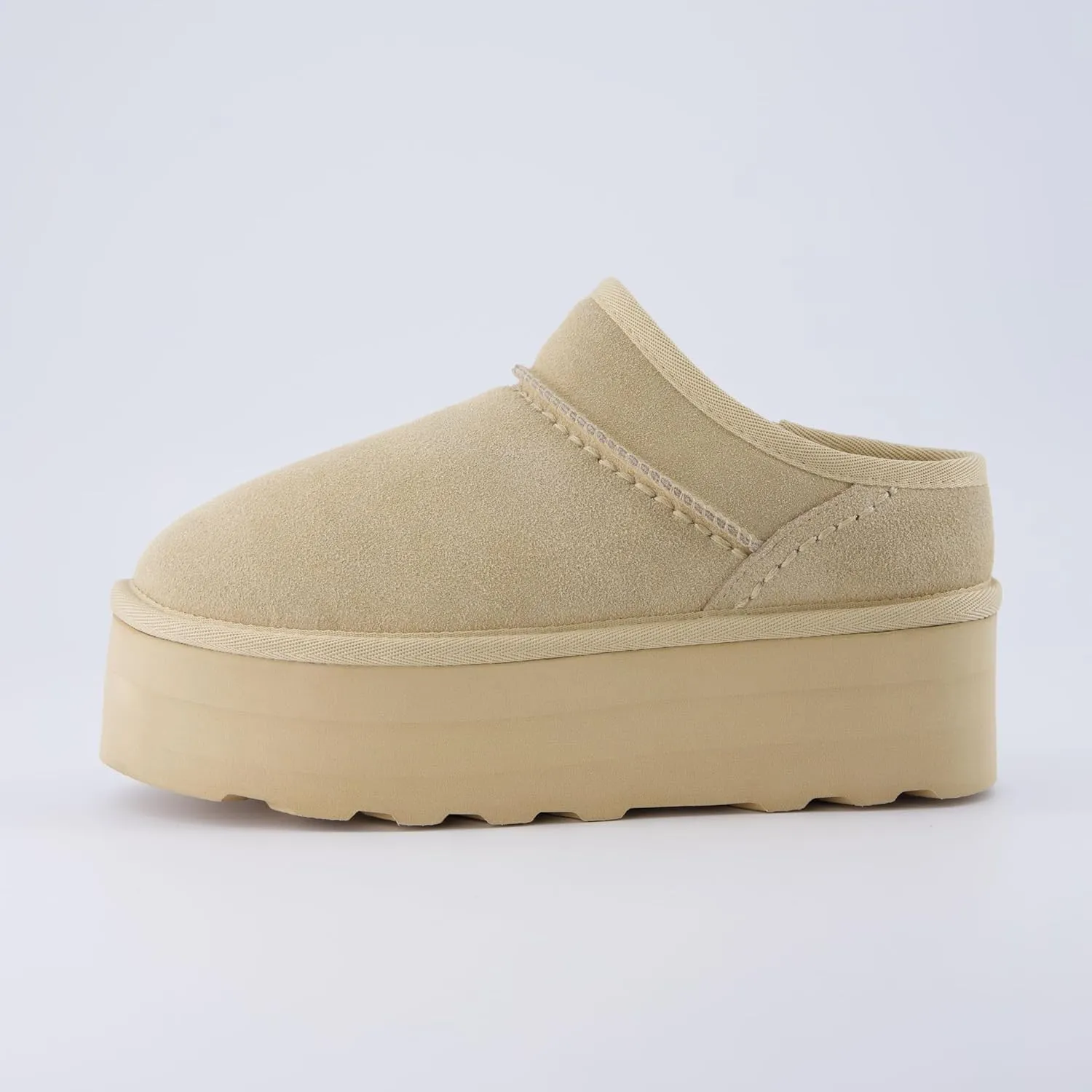 CUSHIONAIRE Women's Huggy Genuine Suede Cozy Mule Platform  Memory Foam, Wide Widths Available