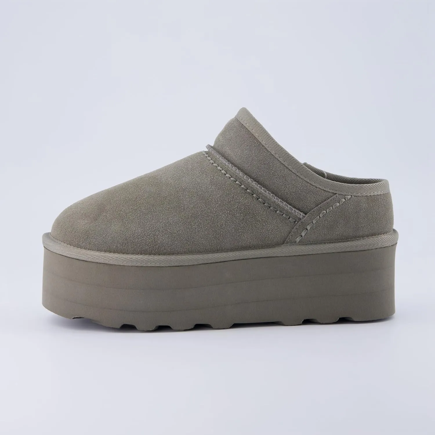 CUSHIONAIRE Women's Huggy Genuine Suede Cozy Mule Platform  Memory Foam, Wide Widths Available
