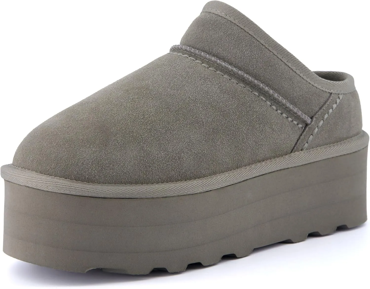 CUSHIONAIRE Women's Huggy Genuine Suede Cozy Mule Platform  Memory Foam, Wide Widths Available