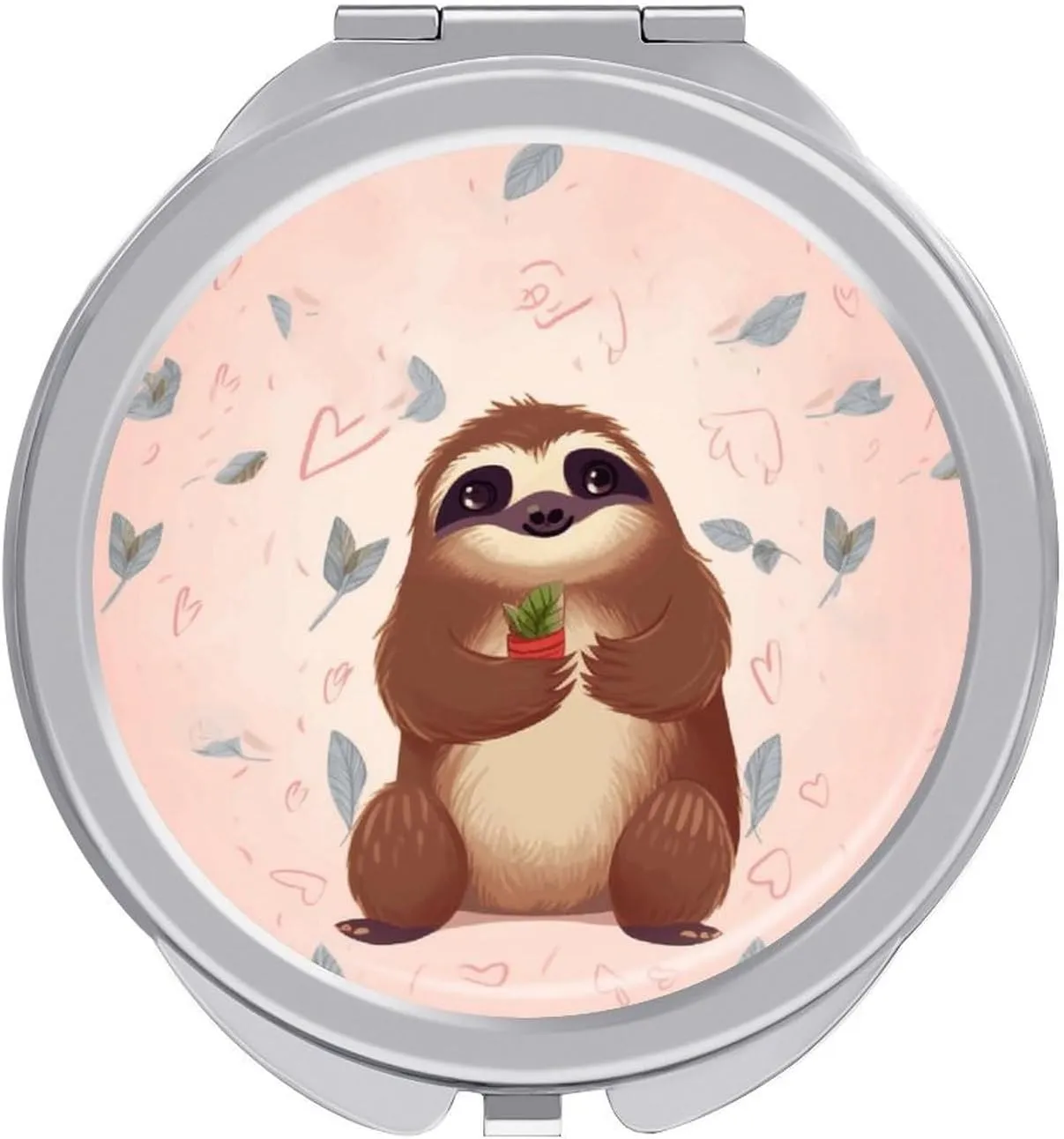 Cute Sloth Portable Makeup Mirror, Sided Travel Hand Mirror Mini Folding Mirror for Precise Makeup Women Daily Use