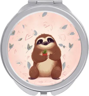 Cute Sloth Portable Makeup Mirror, Sided Travel Hand Mirror Mini Folding Mirror for Precise Makeup Women Daily Use