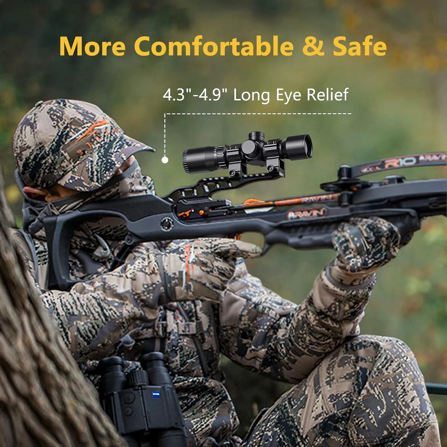 CVLIFE 1.5-5x32 Crossbow Scope, 20-100 Yards Etched Glass Ballistic Reticle, Red Green Illuminated Crossbow Scope for Hunting with 20mm Scope Rings