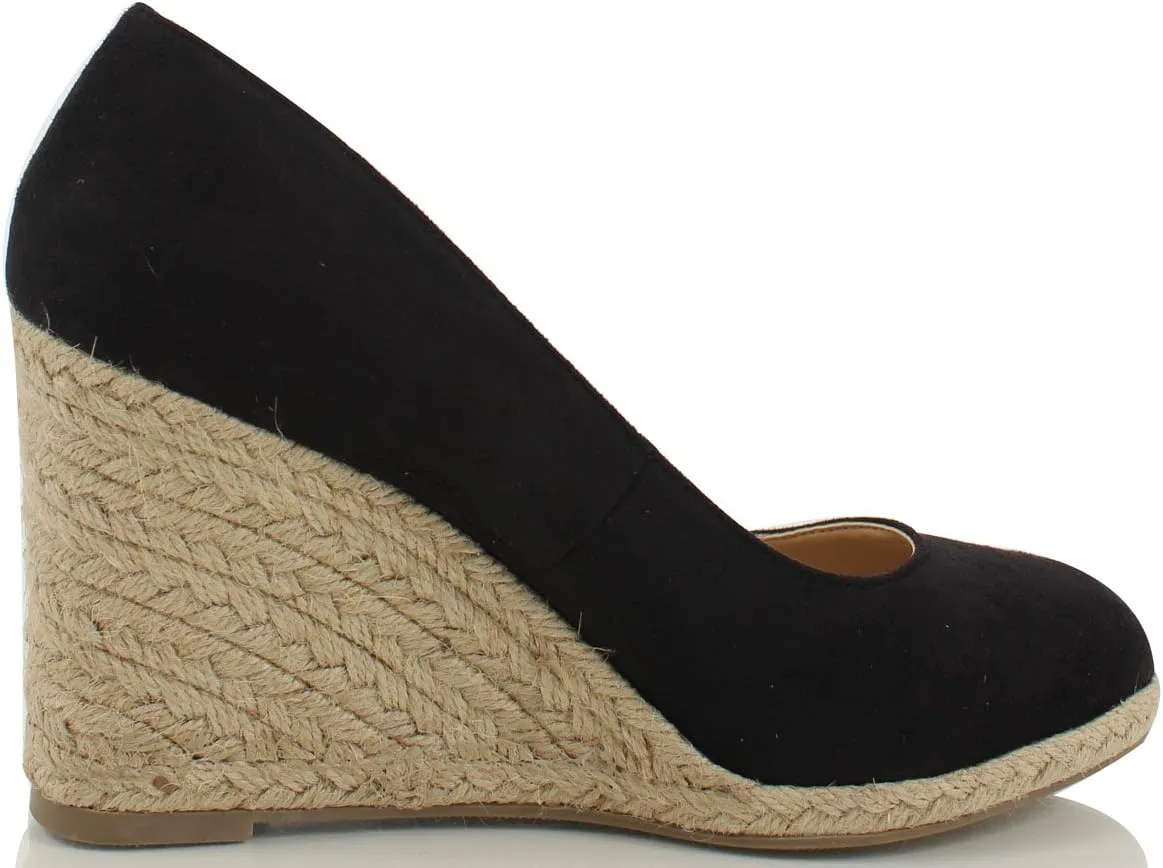 Delicious Womens Parma Round Toe Espadrille Wedge Slip On Sandals