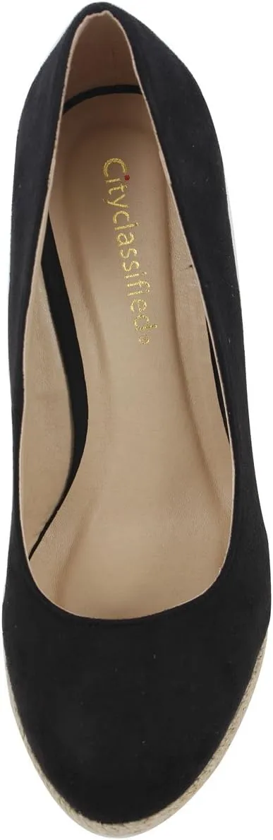 Delicious Womens Parma Round Toe Espadrille Wedge Slip On Sandals