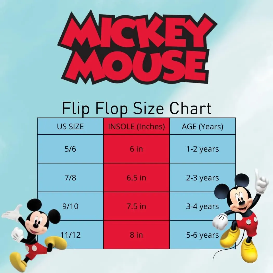 Disney Girls Boys Character Flip Flops Sandals Kids Water Shoes - Minnie Mickey Stitch Moana Toy Story Frozen Cars Encanto Princess Thong Beach Slides Slip On Quick Dry (Toddler-Little Kid)