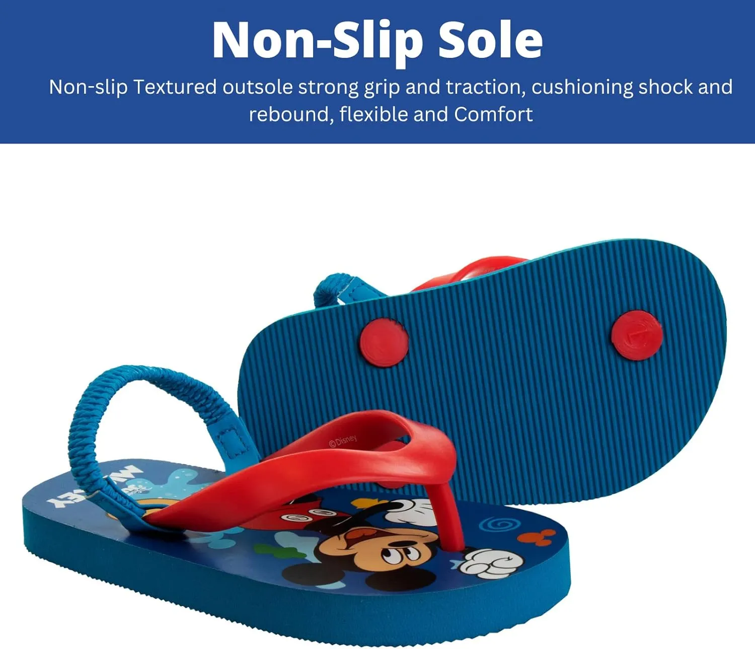 Disney Girls Boys Character Flip Flops Sandals Kids Water Shoes - Minnie Mickey Stitch Moana Toy Story Frozen Cars Encanto Princess Thong Beach Slides Slip On Quick Dry (Toddler-Little Kid)