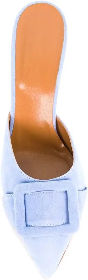 Divanne Heeled Mules for Women, Pointed Toe Slingback Pumps Buckle Kitten Heels Mules Slides Backless Dress Sandals