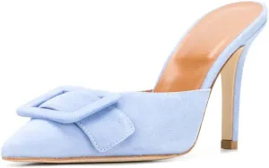 Divanne Heeled Mules for Women, Pointed Toe Slingback Pumps Buckle Kitten Heels Mules Slides Backless Dress Sandals