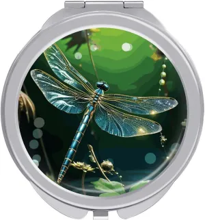 Dragonfly Green Portable Makeup Mirror, Sided Travel Hand Mirror Mini Folding Mirror for Precise Makeup Women Daily Use