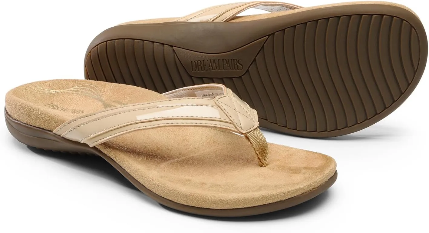 DREAM PAIRS Women's Flip Flops Arch Support Comfortable Soft Cushion Walking Thong Sandals for Summer Beach