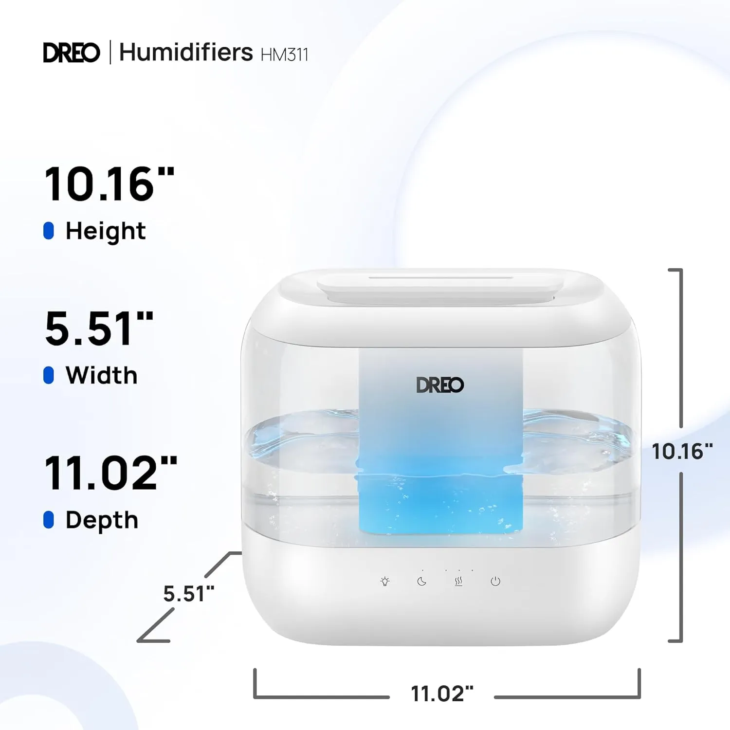 Dreo Humidifiers for Bedroom, Top Fill 4L Supersized Cool Mist Humidifier, 32H Runtime, 28 dB Quiet Ultrasonic Air Humidifier for Large Room, Plants, Baby Nursery, Indoor, Night Light, Easy to Clean