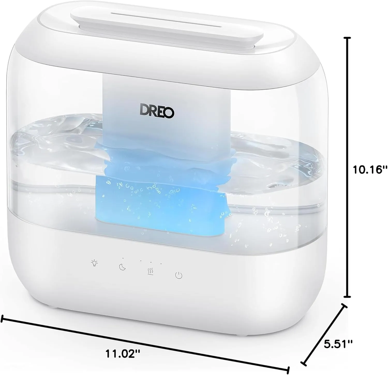 Dreo Humidifiers for Bedroom, Top Fill 4L Supersized Cool Mist Humidifier, 32H Runtime, 28 dB Quiet Ultrasonic Air Humidifier for Large Room, Plants, Baby Nursery, Indoor, Night Light, Easy to Clean