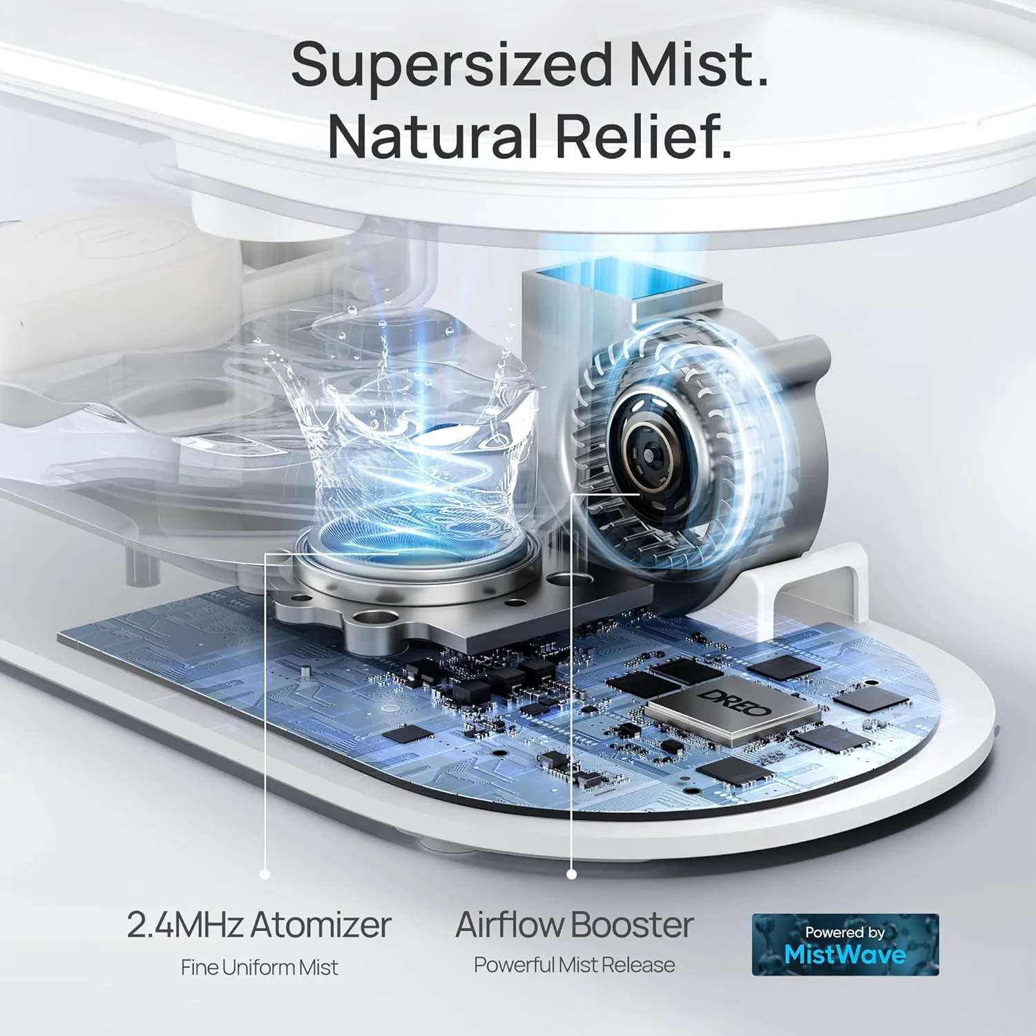 Dreo Humidifiers for Bedroom, Top Fill 4L Supersized Cool Mist Humidifier, 32H Runtime, 28 dB Quiet Ultrasonic Air Humidifier for Large Room, Plants, Baby Nursery, Indoor, Night Light, Easy to Clean