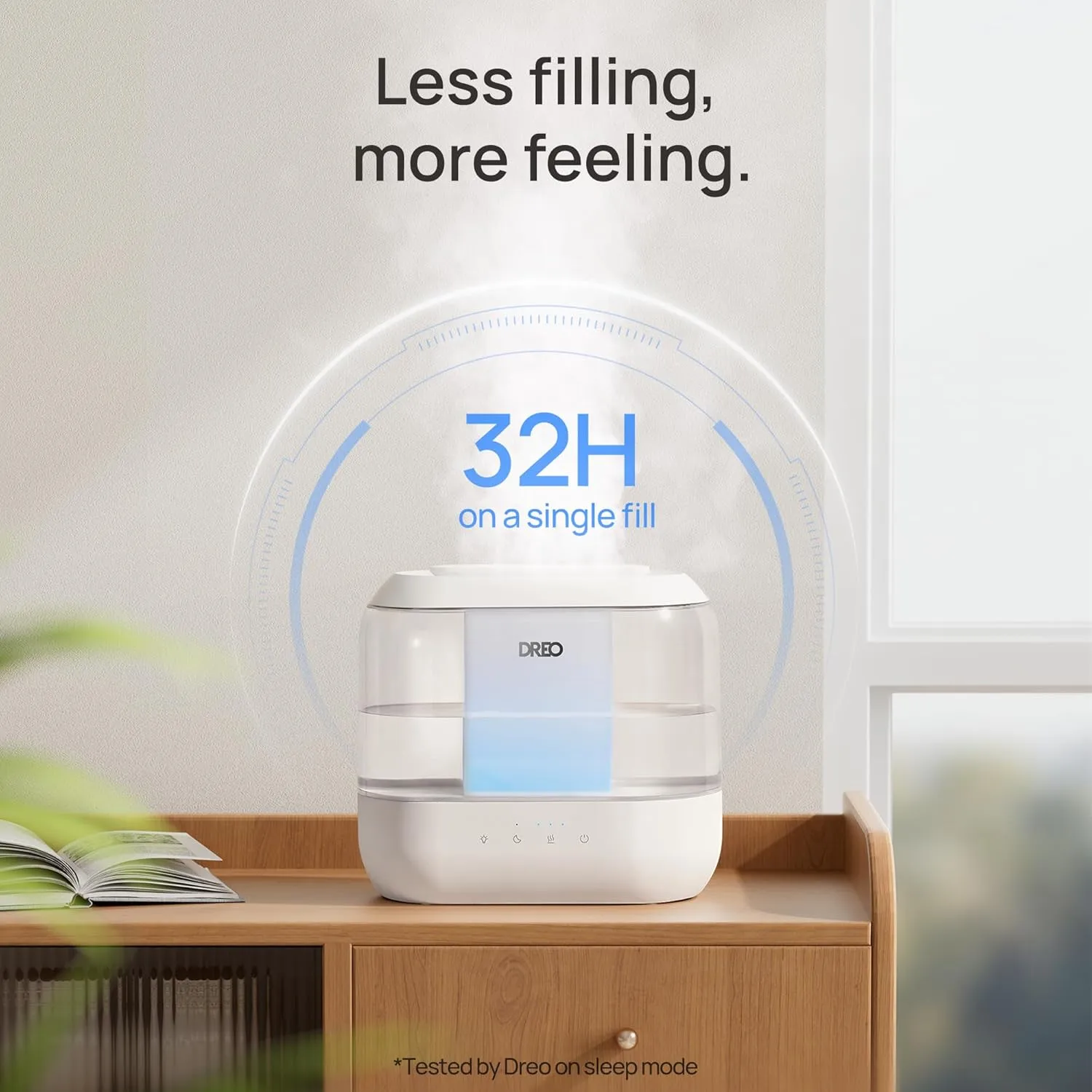 Dreo Humidifiers for Bedroom, Top Fill 4L Supersized Cool Mist Humidifier, 32H Runtime, 28 dB Quiet Ultrasonic Air Humidifier for Large Room, Plants, Baby Nursery, Indoor, Night Light, Easy to Clean