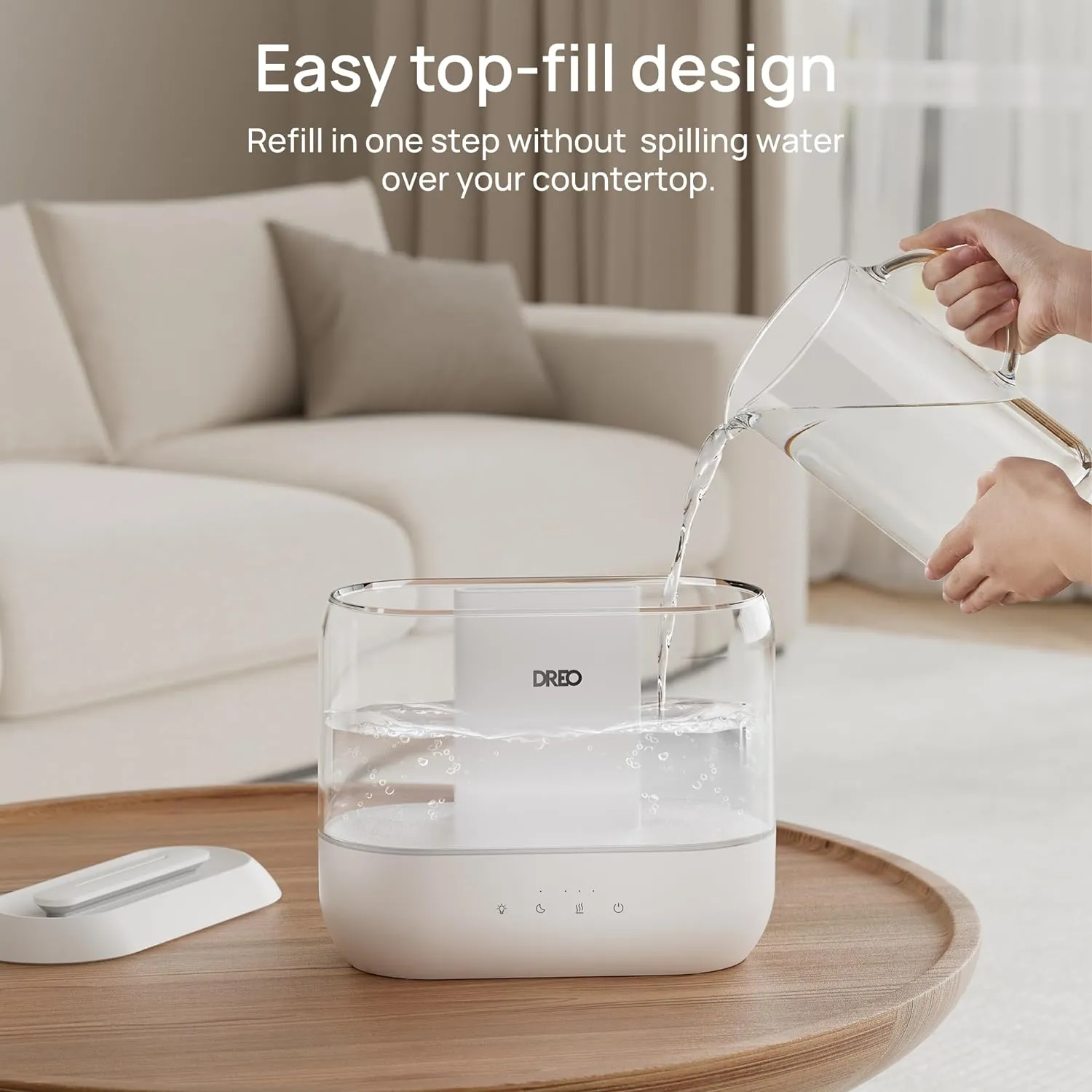 Dreo Humidifiers for Bedroom, Top Fill 4L Supersized Cool Mist Humidifier, 32H Runtime, 28 dB Quiet Ultrasonic Air Humidifier for Large Room, Plants, Baby Nursery, Indoor, Night Light, Easy to Clean